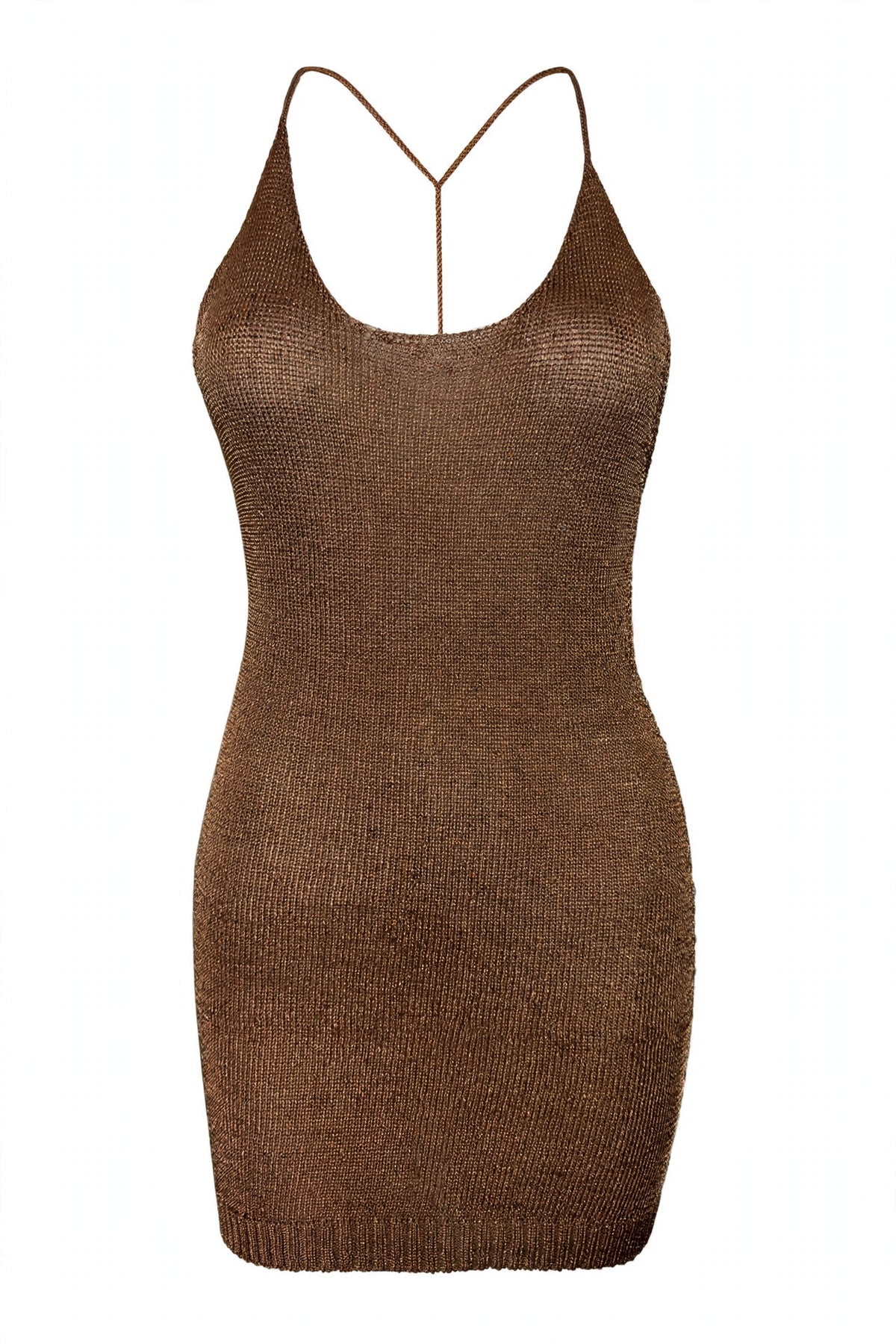 Sparkly Yarn Knit Mini Dress - Bronze ghost