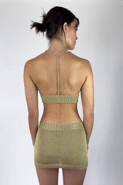 Sparkly Yarn Knit Mini Skirt