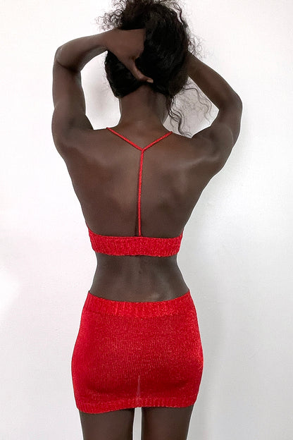 Sparkly Yarn Knit Mini Skirt