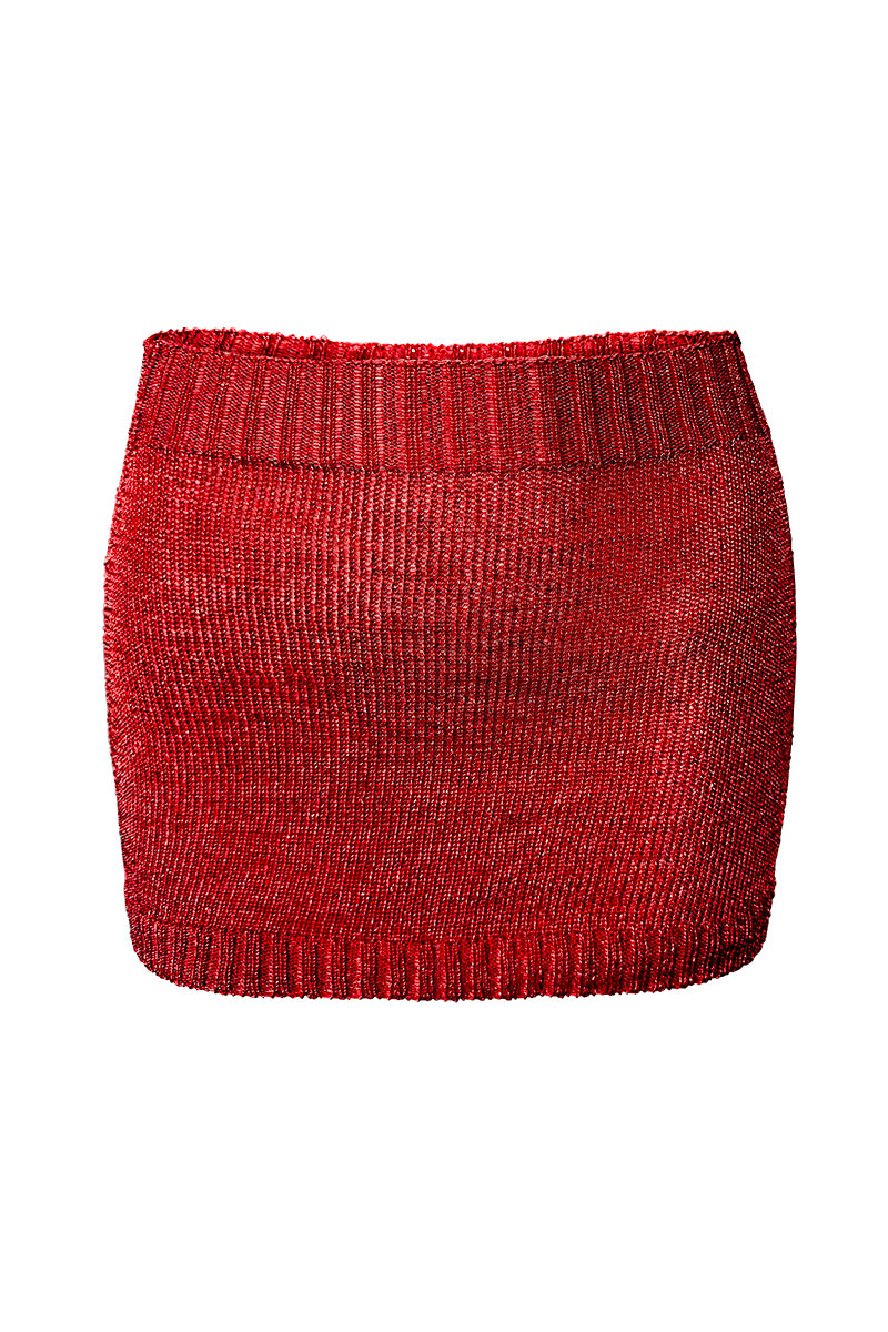 Sparkly Yarn Knit Mini Skirt