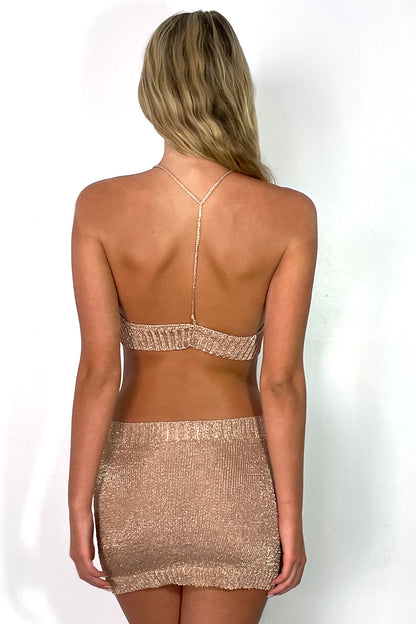 Sparkly Yarn Knit Mini Skirt