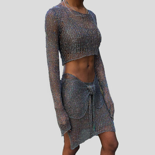 Dean Metal Long Sleeve Crop Top