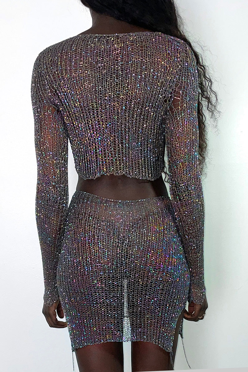 Dean Metal Long Sleeve Crop Top