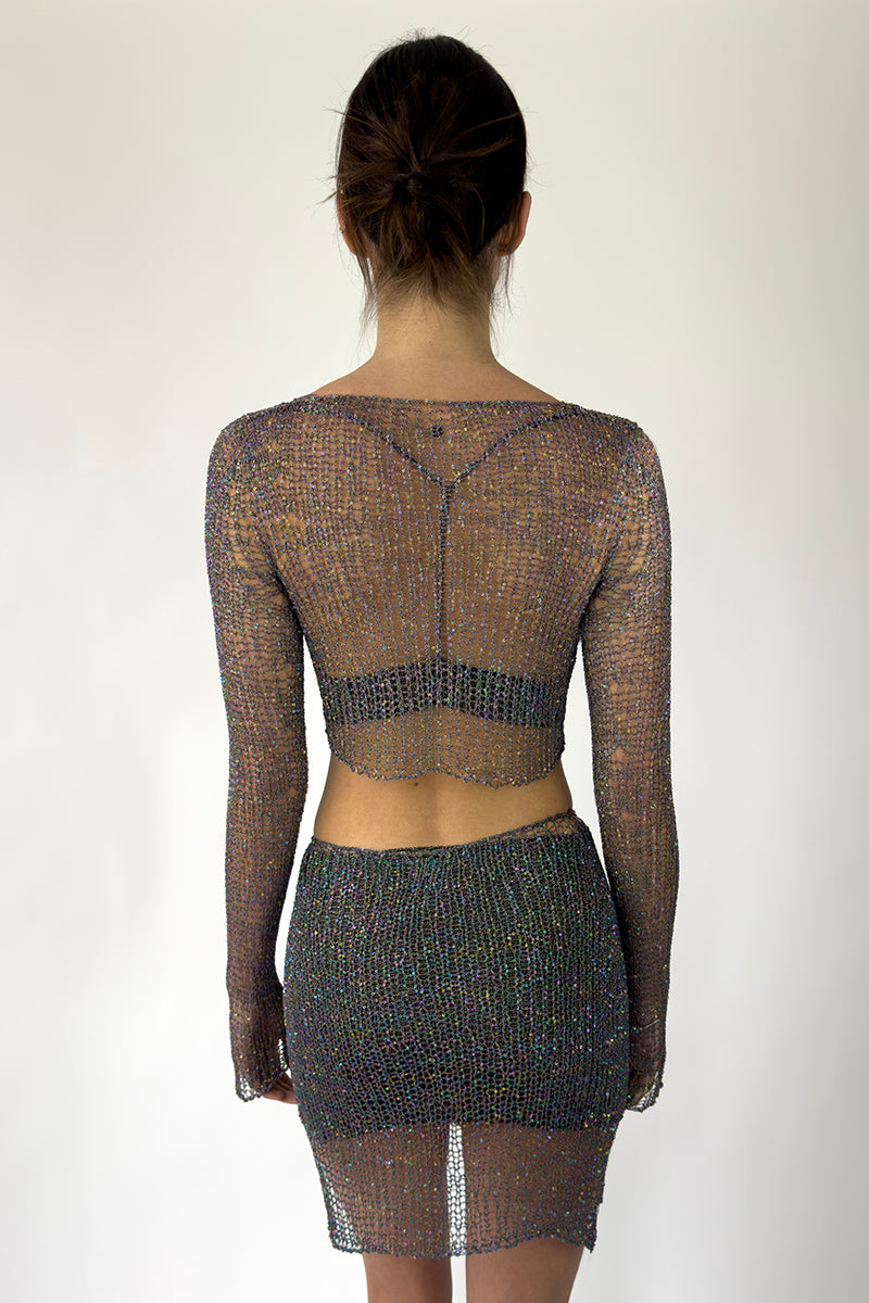 Dean Metal Long Sleeve Crop Top