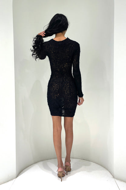Silk Long Sleeve Mini Dress