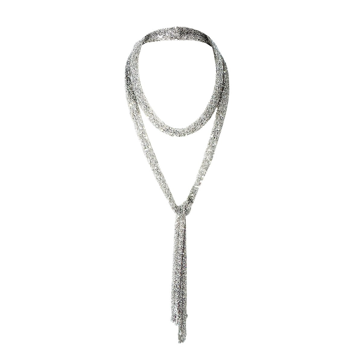 Skinny Scarf Necklace - Silver