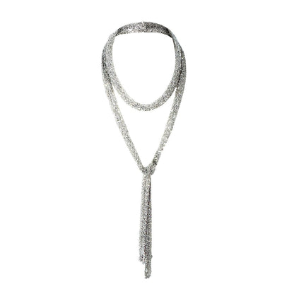 Skinny Scarf Necklace - Silver