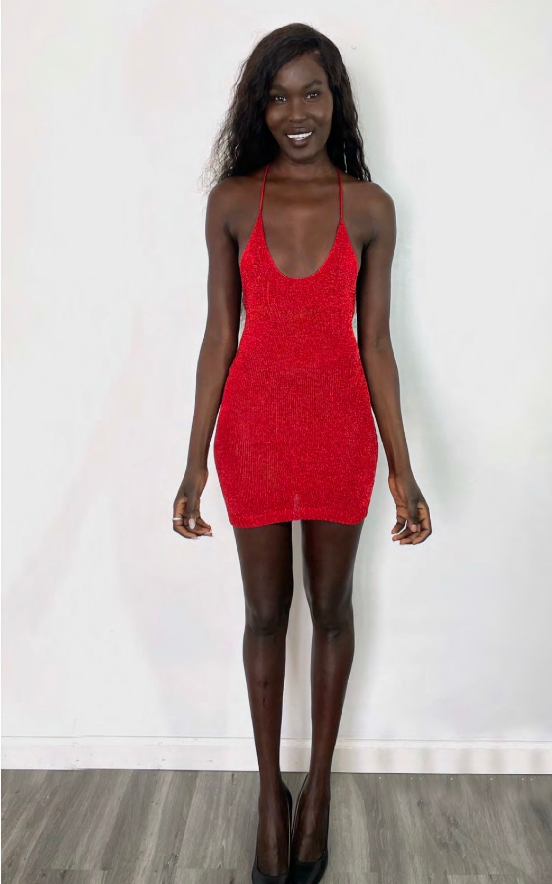 Sparkly Yarn Knit Mini Dress