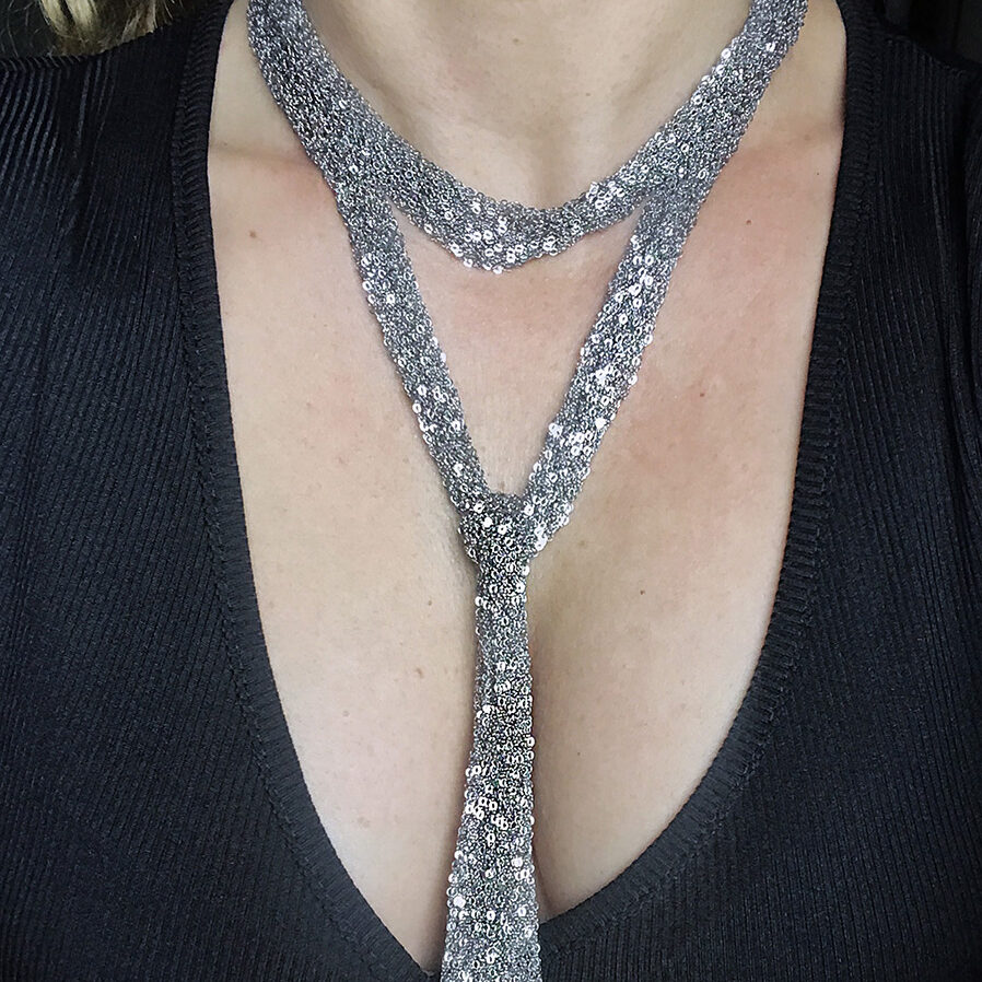 Chain Skinny Scarf Necklace - Sterling Silver - Natalia Fedner Metal Couture